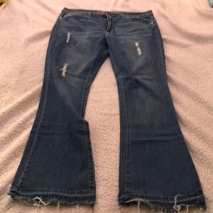 VIP distressed flare dyed bottoms jeans